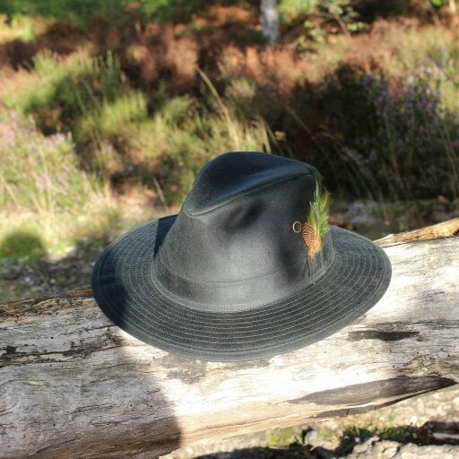 Heather Hats & Accessories Water Resistant Waxed Cotton Bucket Hat, Checked Cotton Lining, Outdoor Wear, Olive