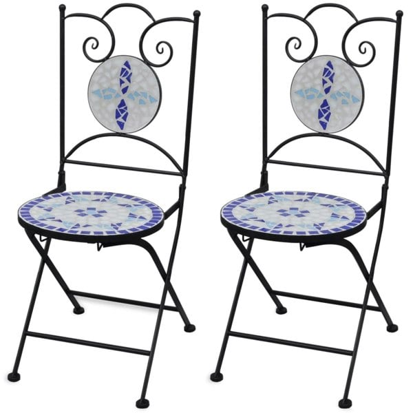 Berkfield Folding Bistro Chairs 2 pcs Ceramic Blue and White