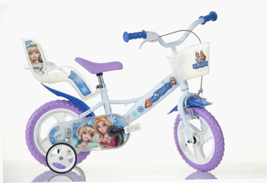 Dino Bikes Dino Snow Queen Kids 12" Wheel Bike - White/Blue