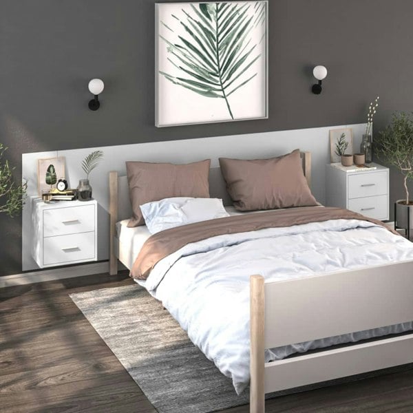 Berkfield Wall-mounted Bedside Cabinet High Gloss White