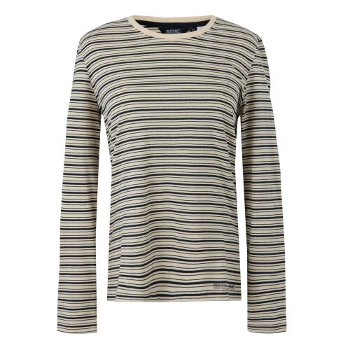 Regatta Womens Federica Stripe Long-Sleeved T-Shirt - Light Vanilla/Navy - Light Vanilla/Navy - 60% Cotton/40% Polyester