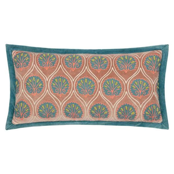 Paoletti Casa Embroidered Cushion Cover - Rose/French Blue - 