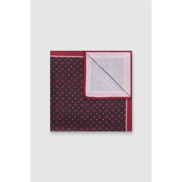 Alexandre Silver Alexandre Red Silk Geo Pocket Square