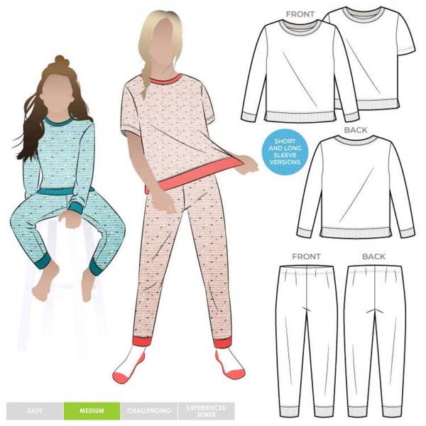 Style Arc Sewing Pattern Kids Childrens PJ Set - Pyjamas for Kids, Teenagers - Intermediate