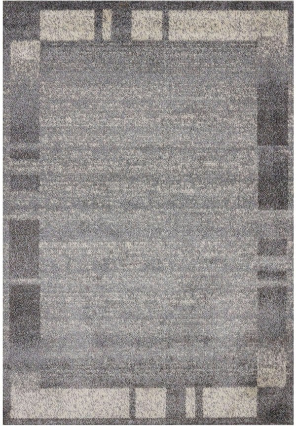 Modern Living Room Rug Bordered Grey Cream | The Rugs