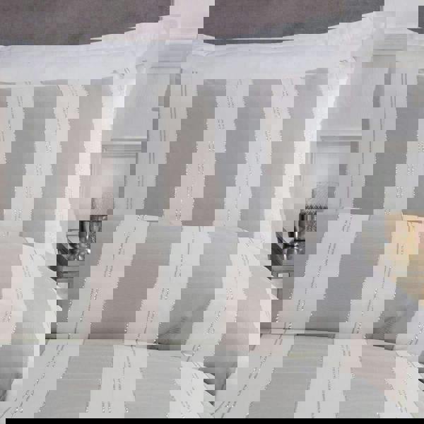 Smart Living Luxury Hotel Quality Lurex Stripe Jacquard Duvet Cover with Pillowcases - White/Mink