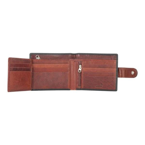 Black  leather wallet open on a white background