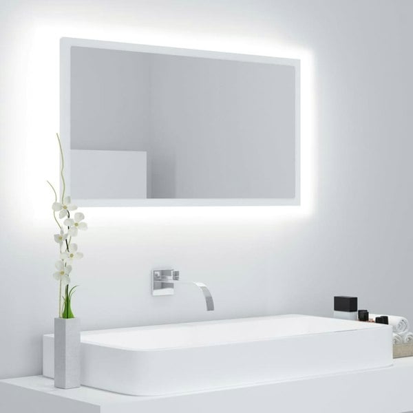 Berkfield LED Bathroom Mirror White 80x8.5x37 cm Acrylic