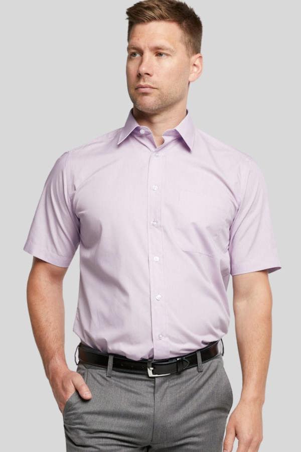 Lilac Classic Easy Care Short Sleeve Shirt