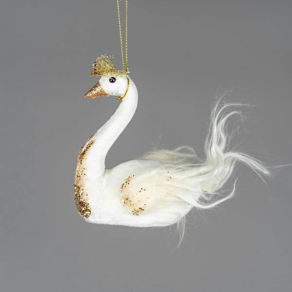 12x13cm White Swan Christmas Tree Hanging Decorations, Pack of 3, Elegant Festive Ornaments image 6
