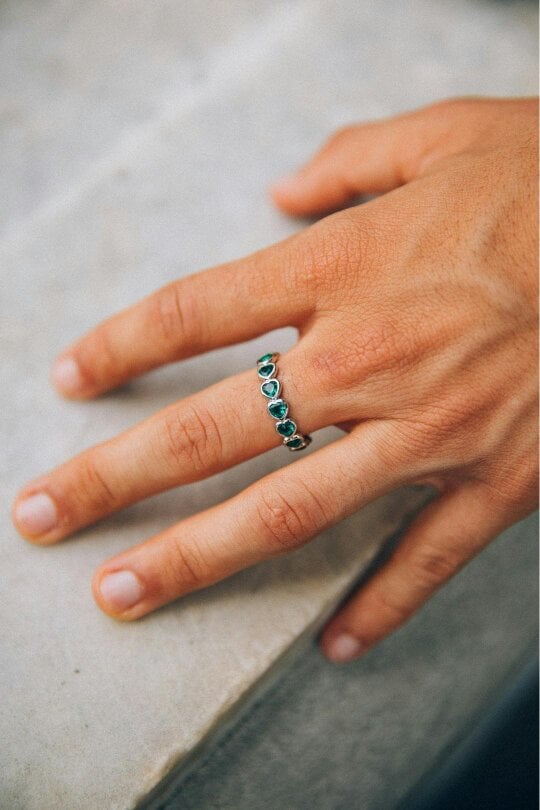 SVNX The 'Atlas' Ring in Silver and Green