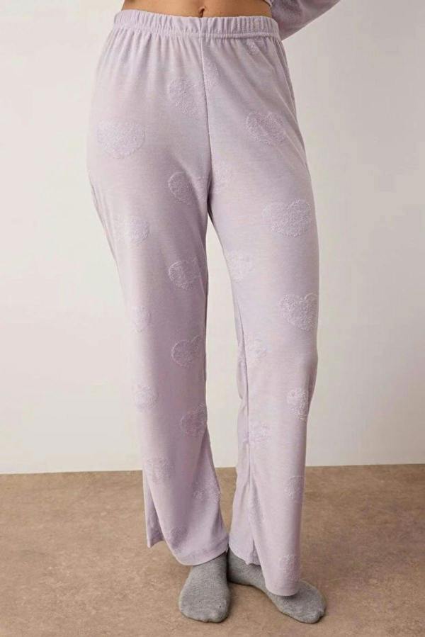 WOVCOR 2-Piece Heart Patch Knit Pajama Set