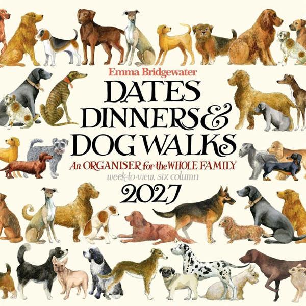 Emma Bridgewater, Dates Dinners & Dog Walks Family Organiser 2027, Family Planners, Week To View, Dogs, Gift