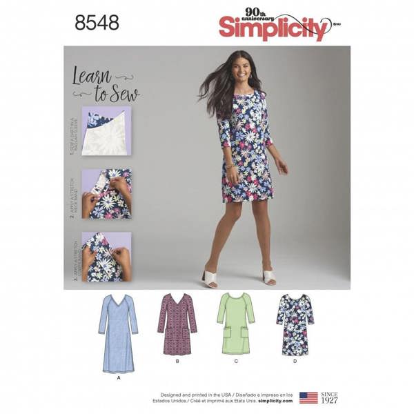 Simplicity Sewing Pattern 8548, Dresses for Women, A (10-12-14-16-18-20-22) - Beginner, Easy