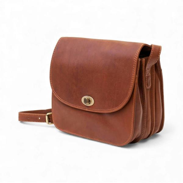 PRIMEHIDE Large Triple-Compartment Leather Handbag - Elena Tuscan