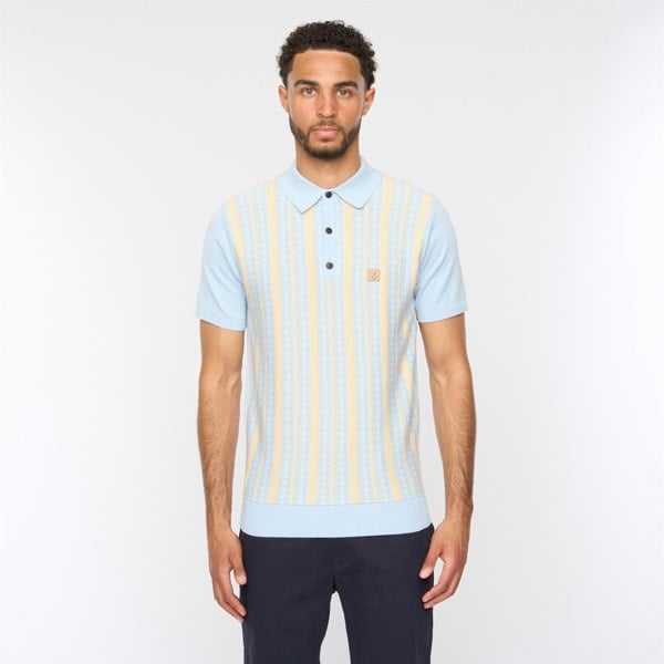Gabicci V54GM05 Mens Johnny Short Sleeve Pattern Knitted Polo Gabicci Vintage - AZURE