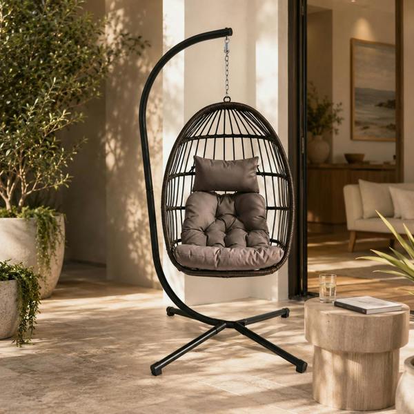 Groundlevel Luxury Hanging Egg Chair with Cushion