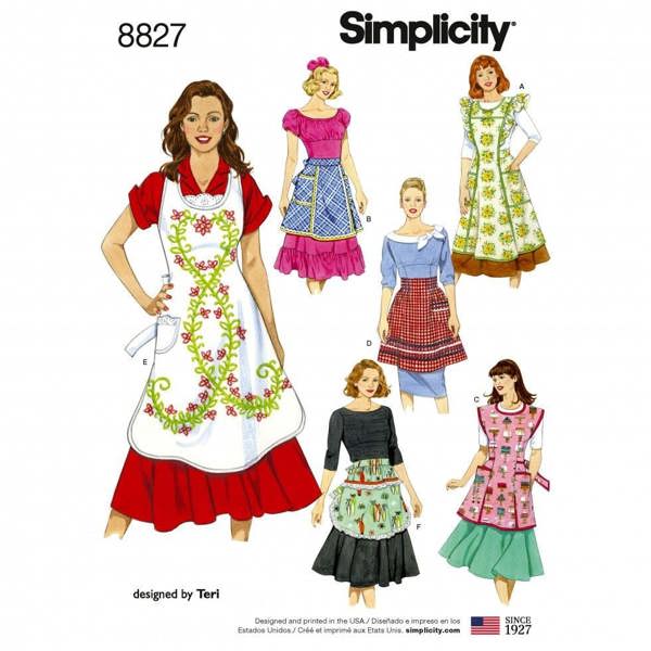 Simplicity Sewing Pattern 8827, Aprons for Women, A (S-M-L) - Easy
