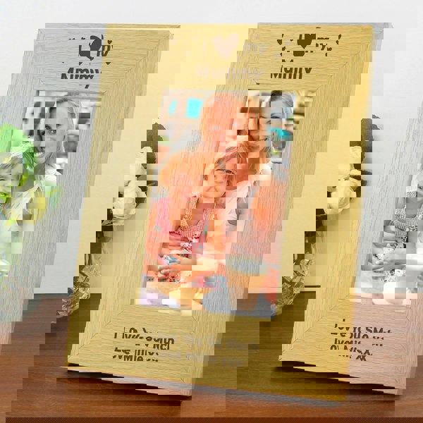 Personalised Memento Company Personalised Oak Finish 6x4 I Heart My Photo Frame