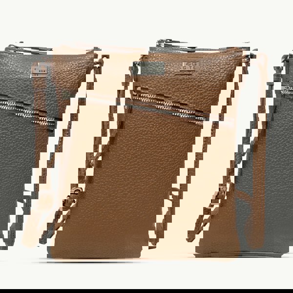 Assots London 'ROSY' Tan Pebble Grain Soft Real Leather Crossbody Bag