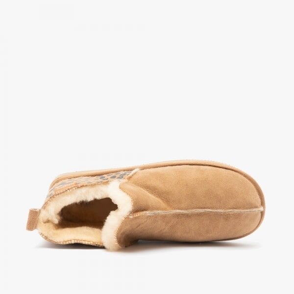 Shepherd ANNIE Womens Sheepskin Slipper Boots Leopard/Chestnut