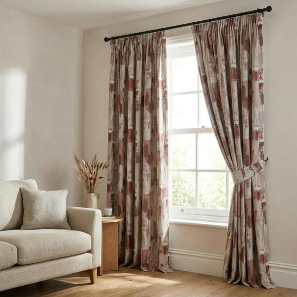 Bamford made-to-measure curtains in Redbrick, styled in a living room