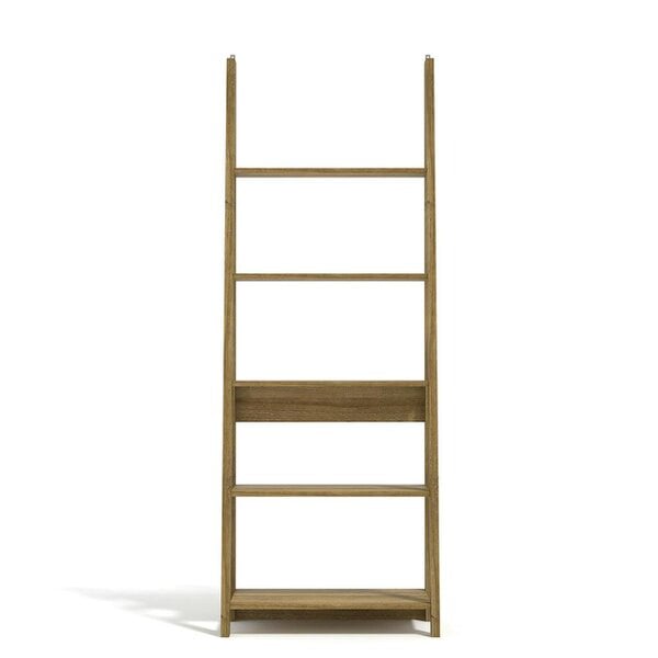 Wyld Haus Athy Brown Oak Wooden Ladder Bookcase 5 Shelves