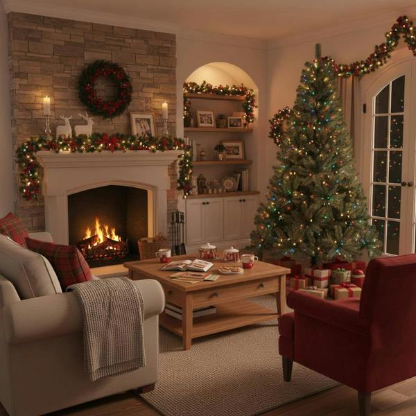 4ft to 12ft Green Alaskan Pine Artificial Christmas Trees with Metal Stand image 6