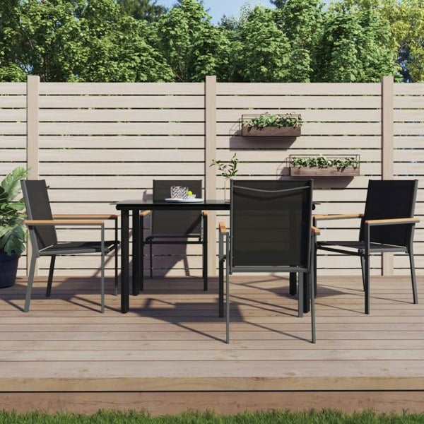 Berkfield Garden Chairs 4 pcs Black 55x61.5x90 cm Textilene and Steel