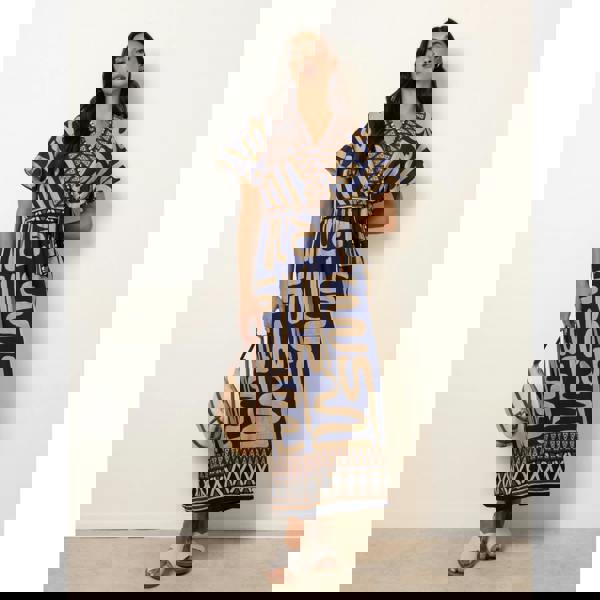 Blue Vanilla Dress With Abstract Print