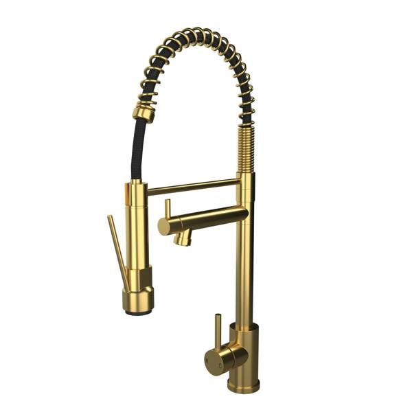Flode Alta | Single Lever Kitchen Sink Mixer Tap with Swivel Spout | Brushed Brass Finish