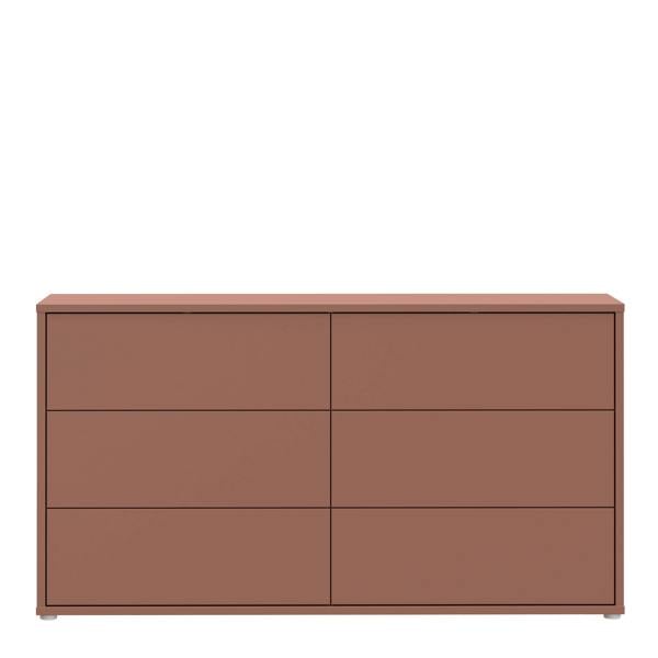 Alice Springs 6 Drawer Wide Chest with Push-to-Open Drawers in Terracotta