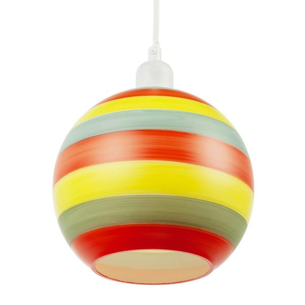 Multicolour Striped Glass Globe Pendant Shade with Retro Character Image 4