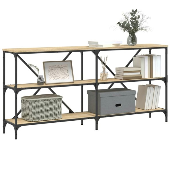 Berkfield Console Table Sonoma Oak 160x30x75 cm Engineered Wood and Iron