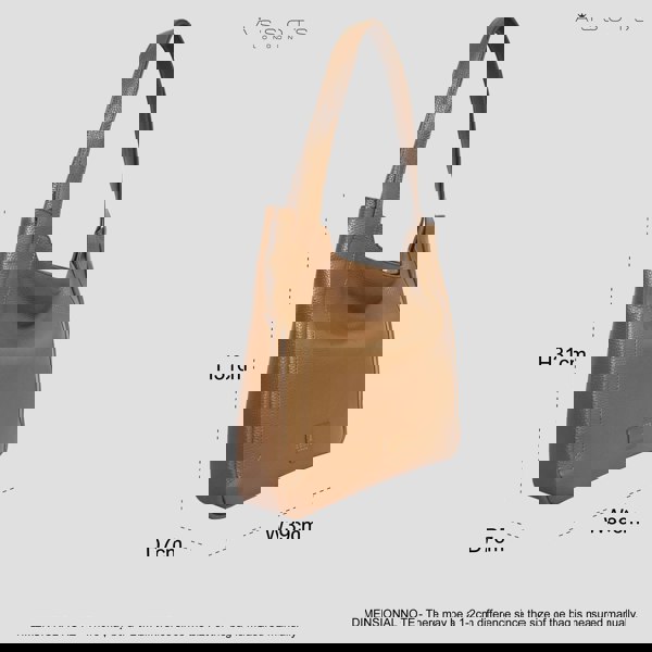 Assots London 'Harriet' Tan Pebble Grain Real Leather Slouchy Hobo Bag