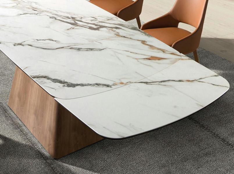 Angel Cerdá Rectangular extending dining table in porcelain marble and walnut wood 1158