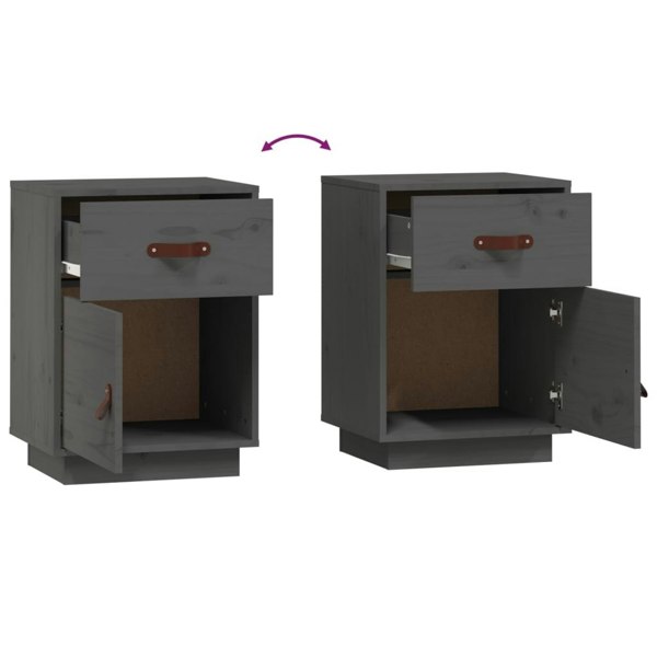 Berkfield Bedside Cabinets 2 pcs Grey 40x34x55 cm Solid Wood Pine