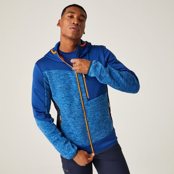 Regatta Mens Cadford VI Marl Hooded Fleece Jacket - Oxford Blue / New Royal