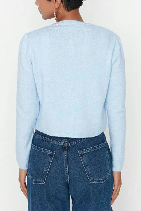 WOVCOR 2-Piece Crop Soft-Textured Knit Blouse-Cardigan Set