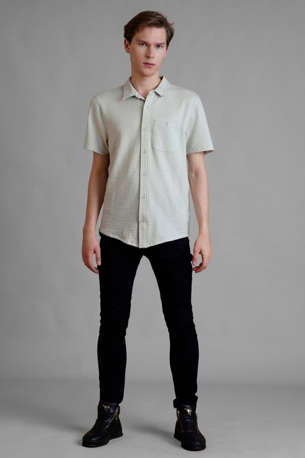 ENORSIA Jersey Searsucker Stripe Short Sleeve Shirt