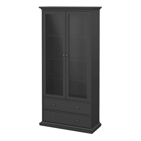 Wyld Haus Osaka Farmhouse Dark Grey Wooden China Cabinet 2 Drawers 2 Doors 3 Shelves