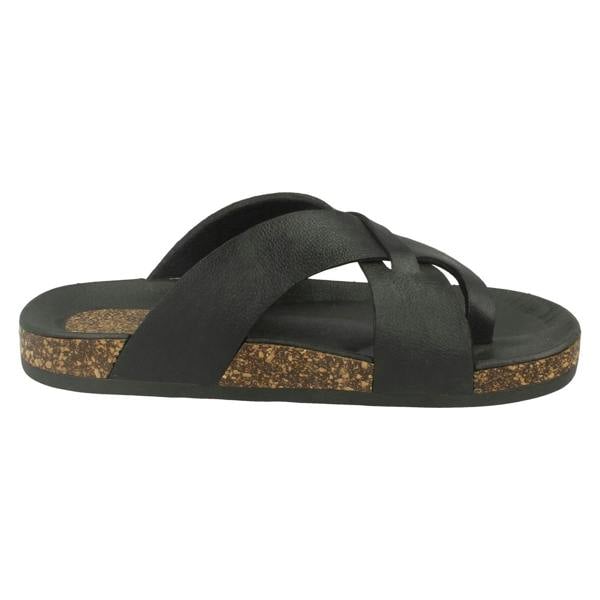 Spot On Ladies Spot On Open Toe Cork Effect Flatform Sandal