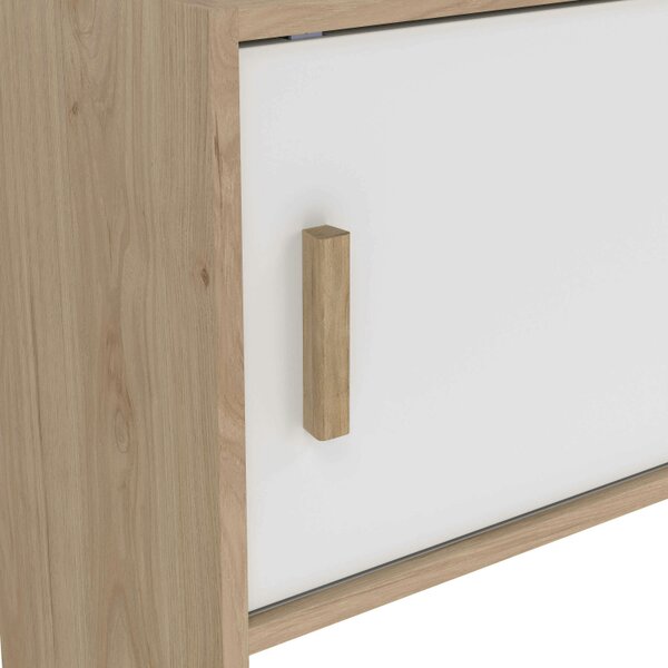 Wyld Haus Hobro White and Natural Oak Wood TV Unit 2 Sliding Doors