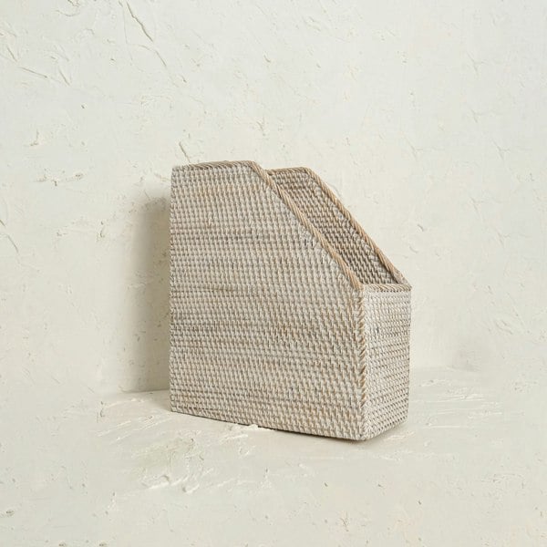 Rattan File Holder - Magazine Holder and a4 docment - Coastal Villa Homeware