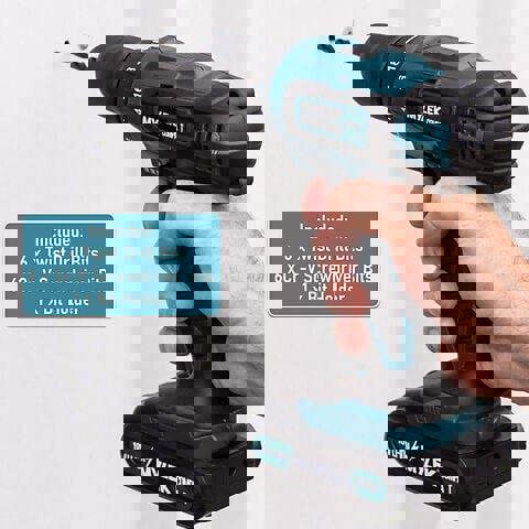 MYLEK 18V Cordless Li-ion Drill And Screwdriver Set With 13 Piece Accessory Kit