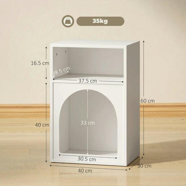 Bedside Table with 2 Open Compartments - White