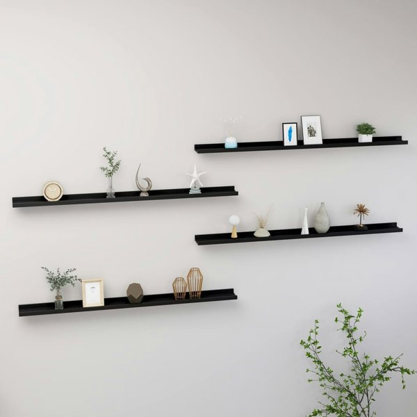 Berkfield Wall Shelves 4 pcs Black 115x9x3 cm