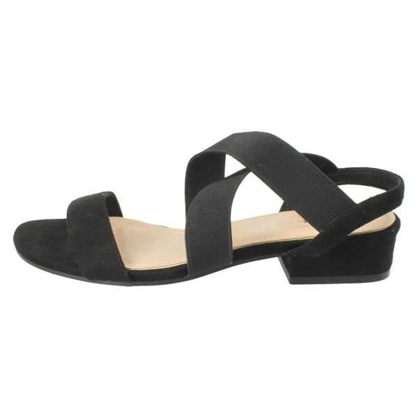 Spot On Ladies Spot On Slip On Cross Strap Low Heel Smart Sandals F12082