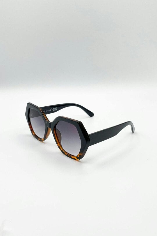 SVNX Oversized Rounded Angular Sunglasses In Tortoiseshell