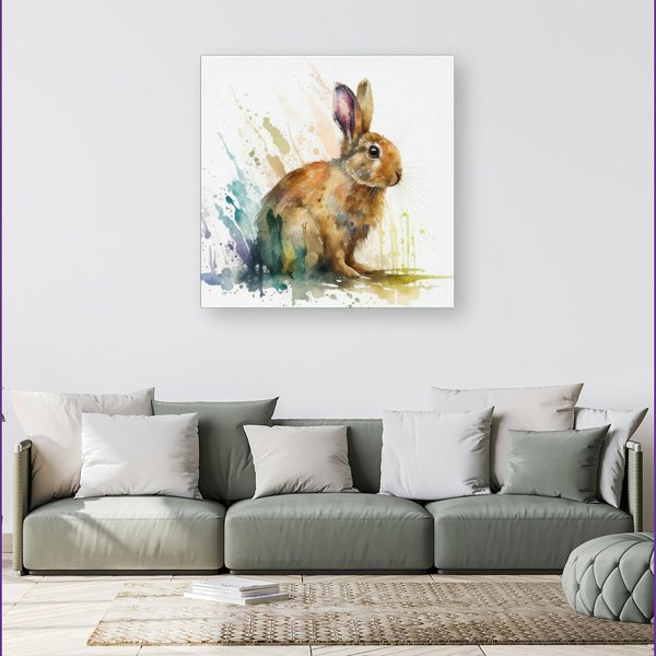 Warren Reed Rabbit Splash Watercolour Canvas